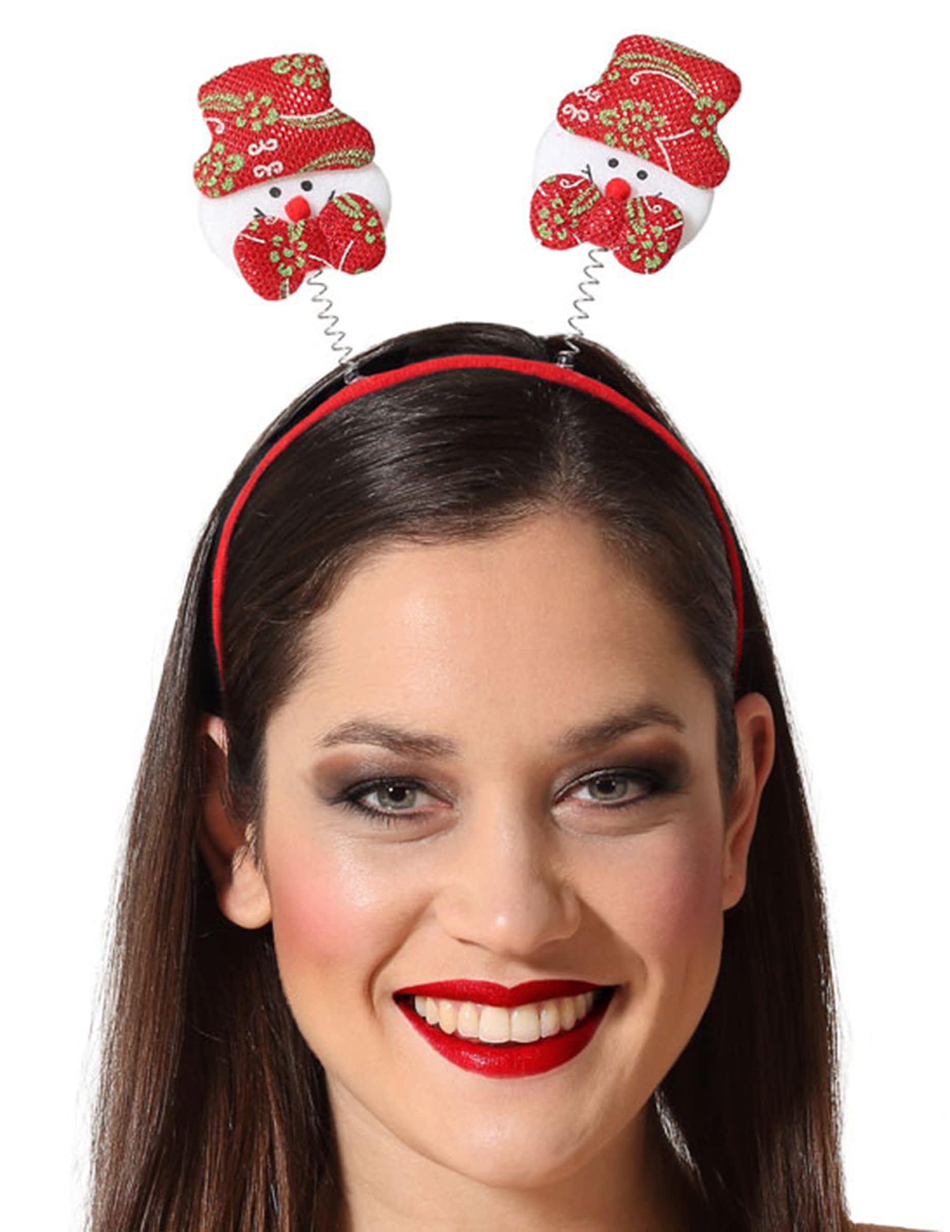 Weihnachtlicher-Haarreif mit Schneemännern Accessoire rot-weiß ...