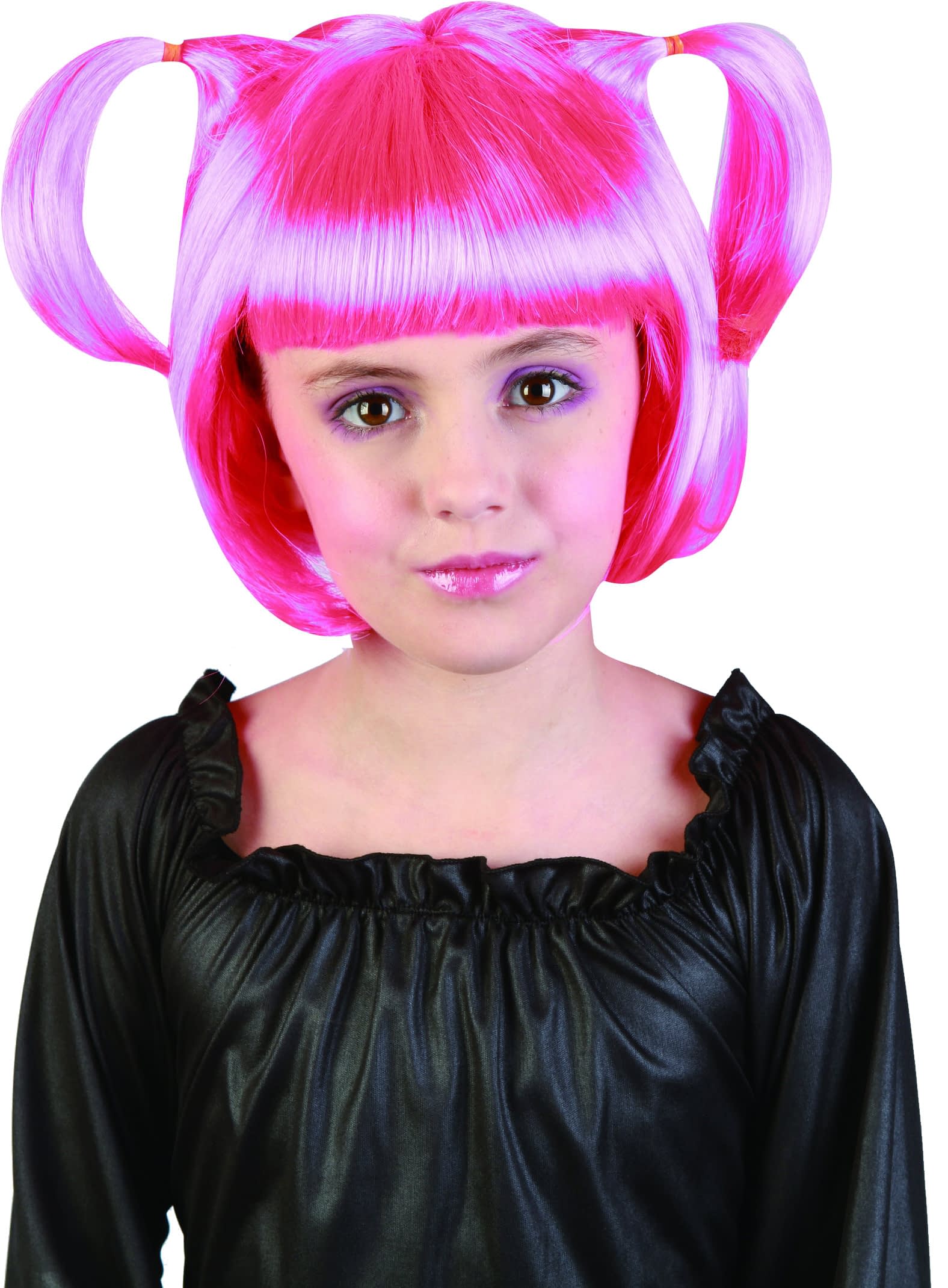 Rosa Manga-Perücke mit Zöpfen für Mädchen | Personage.ch