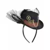 Chapeau avec voile noir adulte Steampunk