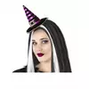 Serre-tête mini chapeau de sorcière rayé noir et violet adulte