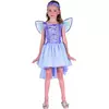 Costume da fata viola con velo blu per bambine, Taglia: 4-6 anni (110-120 cm)