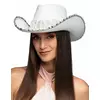 Cowboyhut mit Strasssteinen - Bride, erwachsene, weiß