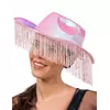 Schimmernder Cowboyhut mit Fransen für Erwachsene rosa