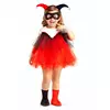 Harlekin-Babykostüm verrückter Clown für Halloween schwarz-rot-weiß, Größe: 7-12 Monate (74 - 80 cm)