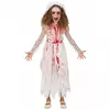Horrorbraut-Mädchenkostüm für Kinder Halloween-Kostüm weiß-rot, Größe: 9 Jahre (125-135 cm)