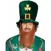Chapeau haut de forme trèfle doré adulte avec barbe Saint Patrick