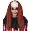 Clown-Kopfbedeckung mit Glatze und Langhaarperücke für Erwachsene Rot