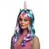 Bezaubernde Einhorn-Perücke für Damen Pastell bunt
