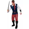 Costume da pirata rosso e nero a righe da uomo, Taglia: Large