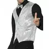 Gilet adulto con paillettes argentate, Taglia: Small