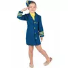 Blaues Stewardess Kostüm für Mädchen, Größe: 4-6 Jahre (110-120 cm)