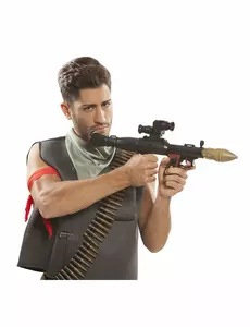 Granatwerfer-Spielzeugwaffe Kostüm-Zubehör für Fasching schwarz-gold 51cm