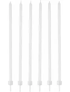 16 candeline bianche sottili con salvagoccia 12 cm