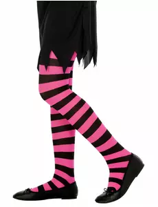 Collants rayés roses et noirs enfant, Taille: 1–3 ans (90/104 cm)