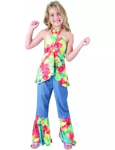 Costume da hippie per bambina, Taglia: 7-9 anni (120-130 cm)