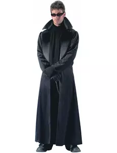 Déguisement manteau long noir homme, Taille: X-Large