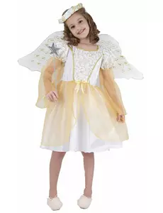Déguisement ange blanc et doré fille, Taille: 7–9 ans (120–130 cm)