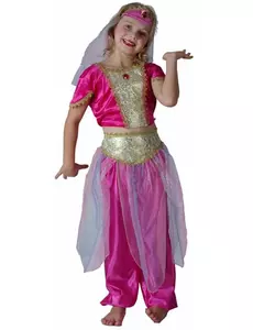 Orientalische-Tänzerin-Kinderkostüm pink-goldfarben, Größe: 10-12 Jahre (130-140 cm)