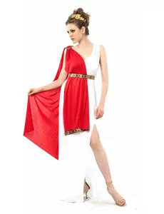 Römer-Göttin-Kostüm für Damen weiss-rot-goldfarben, Größe: Small