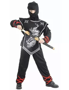 Costume da ninja drago argentato per bambini, Taglia: 7-9 anni (120-130 cm)