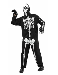 Skelett-Horrorkostüm für Herren schwarz-weiss, Größe: Small