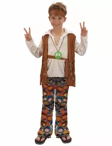 Costume hippie marrone per bambini, Taglia: 4-6 anni (110-120 cm)