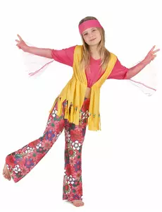 Déguisement hippie muticolore fille, Taille: 10–12 ans (130–140 cm)