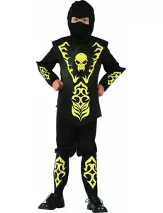 Costume da ninja giallo per bambini, Taglia: 7-9 anni (120-130 cm)