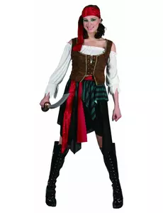 Déguisement pirate rayé femme, Taille: Medium/Large