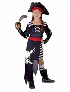 Déguisement pirate capitaine fille, Taille: 7–9 ans (120–130 cm)
