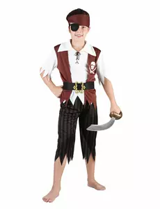 Déguisement pirate noir et blanc garçon, Taille: 7–9 ans (120–130 cm)