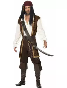 Déguisement pirate marron homme, Taille: Large