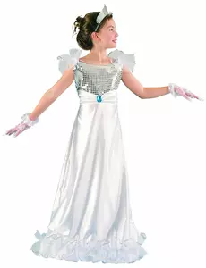 Weißes Prinzessin Kostüm für Mädchen, Größe: 7-9 Jahre (120-130 cm)