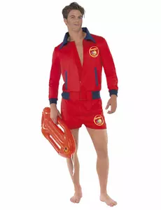 Rotes Baywatch-Rettungsschwimmerkostüm für Erwachsene, Größe: Large