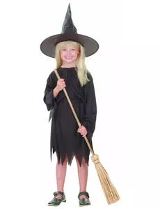 Déguisement noir de sorcière fille Halloween, Taille: 10–12 ans (130–140 cm)
