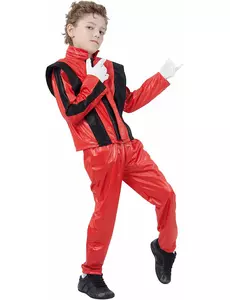 Costume da pop star rosso per bambini, Taglia: 10-12 anni (130-140 cm)