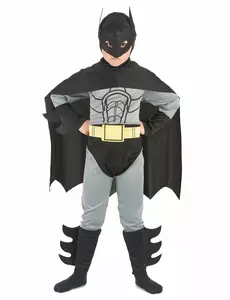 Superhelden Kostüm Fledermaus für Kinder schwarz-grau, Größe: 7-9 Jahre (120-130 cm)