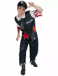 Zombie Polizistenkostüm Halloween für Herren, Größe: X-Large