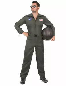 Déguisement de pilote d'avion avec lunettes homme, Taille: X-Large