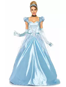 Déguisement princesse robe bleu satiné femme, Taille: Medium (40–42)
