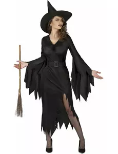 Hexen-Damenkostüm für Halloween schwarz, Größe: Large