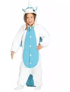 Combinaison licorne blanche et bleue enfant, Taille: 9 ans (125–135 cm)