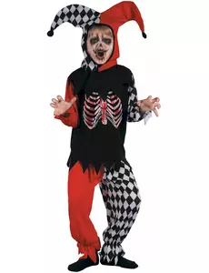 Blutender Harlekin Kostüm für Jungen, Größe: 10-12 Jahre (130-140 cm)