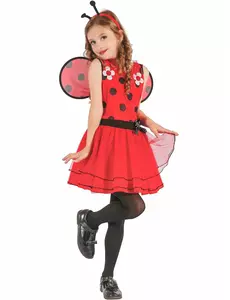 Costume da coccinella floreale per bambina, Taglia: 4-6 anni (110-120 cm)