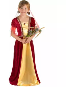 Déguisement comtesse médiévale rouge fille, Taille: 7–9 ans (120–130 cm)