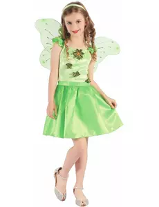 Costume da fata verde per bambina, Taglia: 4-6 anni (110-120 cm)