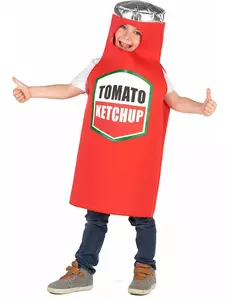 Witziges Ketchup-Kinderkostüm Karneval rot, Größe: 7-9 Jahre (M)