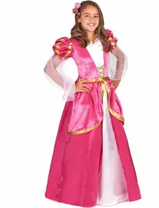 Costume da principessa medievale rosa per bambine, Taglia: 4-6 anni (110-120 cm)