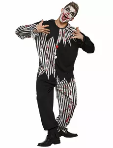 Clownkostüm für Herren Halloweenkostüm schwarz-weiss, Größe: X-Large (54/56)