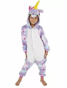 Costume da bambina con tuta intera da unicorno e stelle, Taglia: 7-9 anni (128 cm)